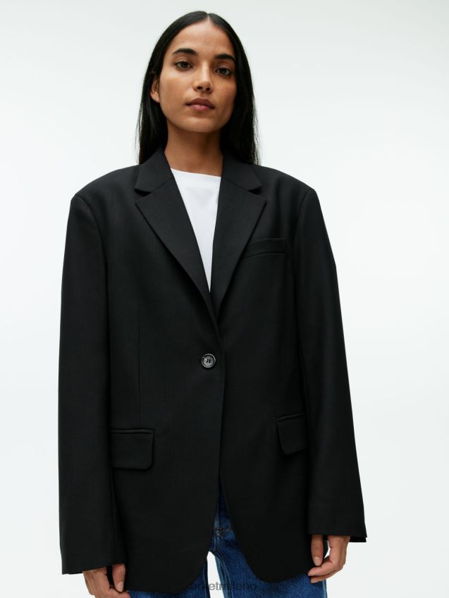 vestiario esso ARKET donne blazer oversize in twill di misto lana nero 6F0F6L485