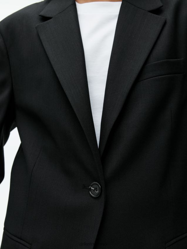 vestiario esso ARKET donne blazer oversize in twill di misto lana nero 6F0F6L485