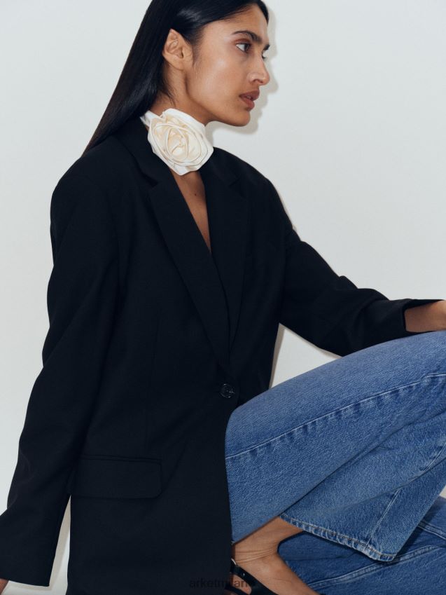 vestiario esso ARKET donne blazer oversize in twill di misto lana nero 6F0F6L485