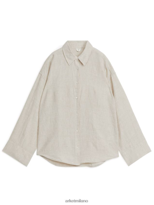 vestiario Esso ARKET donne camicia di lino beige 6F0F6L1