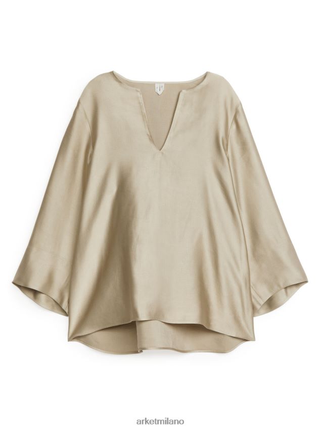 vestiario esso ARKET donne Blusa in misto lino beige 6F0F6L45