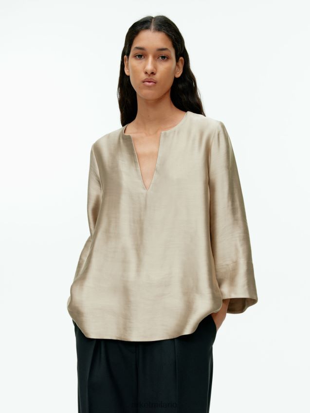 vestiario esso ARKET donne Blusa in misto lino beige 6F0F6L45
