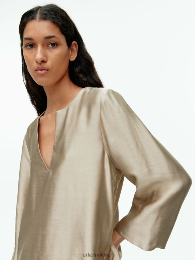 vestiario esso ARKET donne Blusa in misto lino beige 6F0F6L45