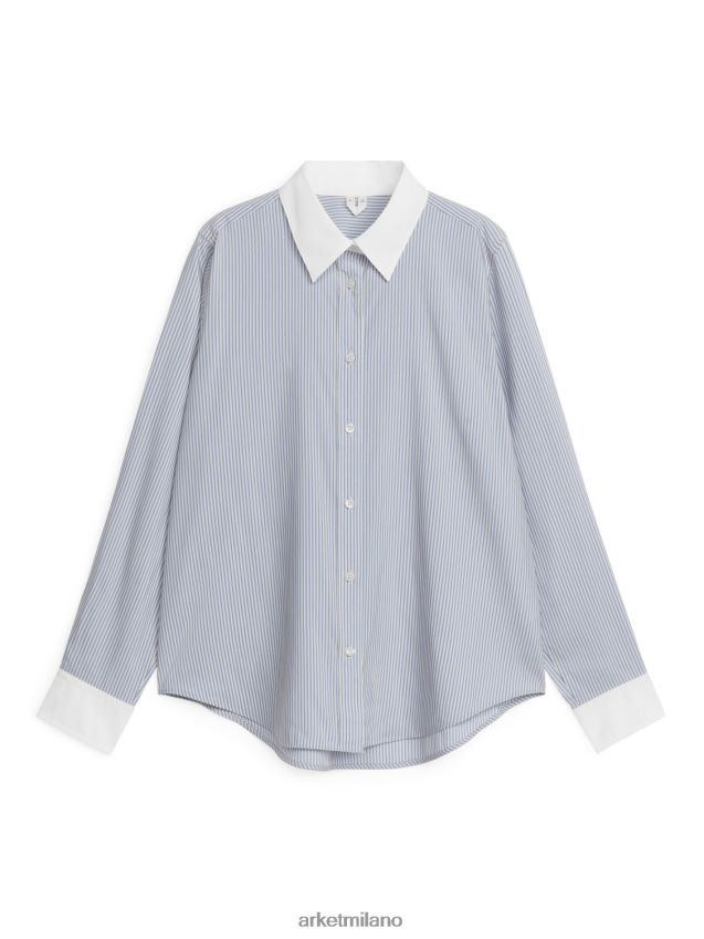 vestiario esso ARKET donne camicia a contrasto blu bianco 6F0F6L28