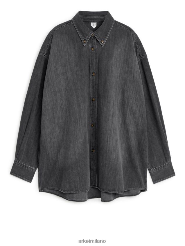 vestiario esso ARKET donne camicia di jeans oversize nero lavato 6F0F6L27