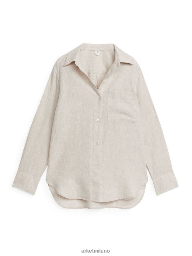 vestiario esso ARKET donne camicia di lino beige chiaro 6F0F6L7