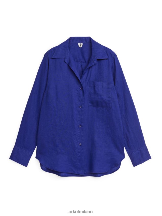 vestiario esso ARKET donne camicia di lino blu acceso 6F0F6L46