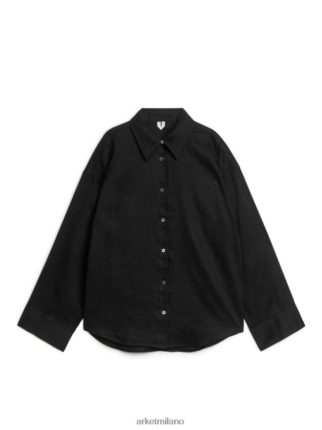 vestiario esso ARKET donne camicia di lino nero 6F0F6L64