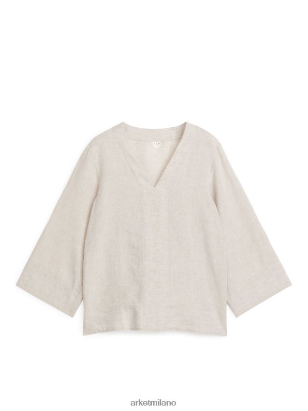 vestiario esso ARKET donne camicia di lino pop-over beige 6F0F6L63