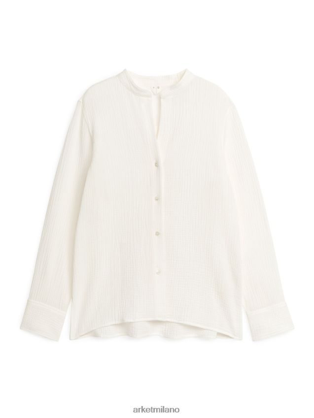 vestiario esso ARKET donne camicia in cotone stropicciato bianco 6F0F6L19