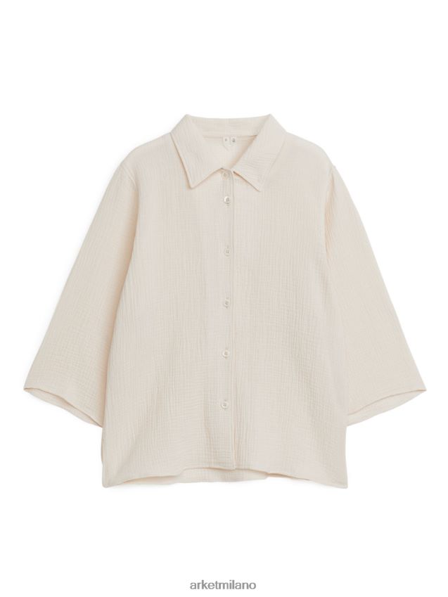 vestiario esso ARKET donne camicia in cotone stropicciato bianco 6F0F6L25