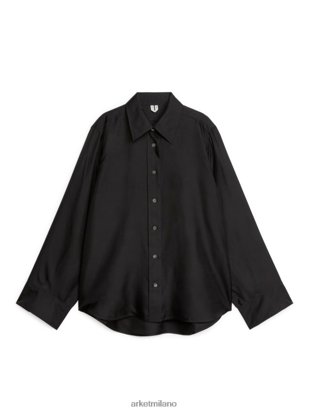 vestiario esso ARKET donne camicia in twill di seta nero 6F0F6L55