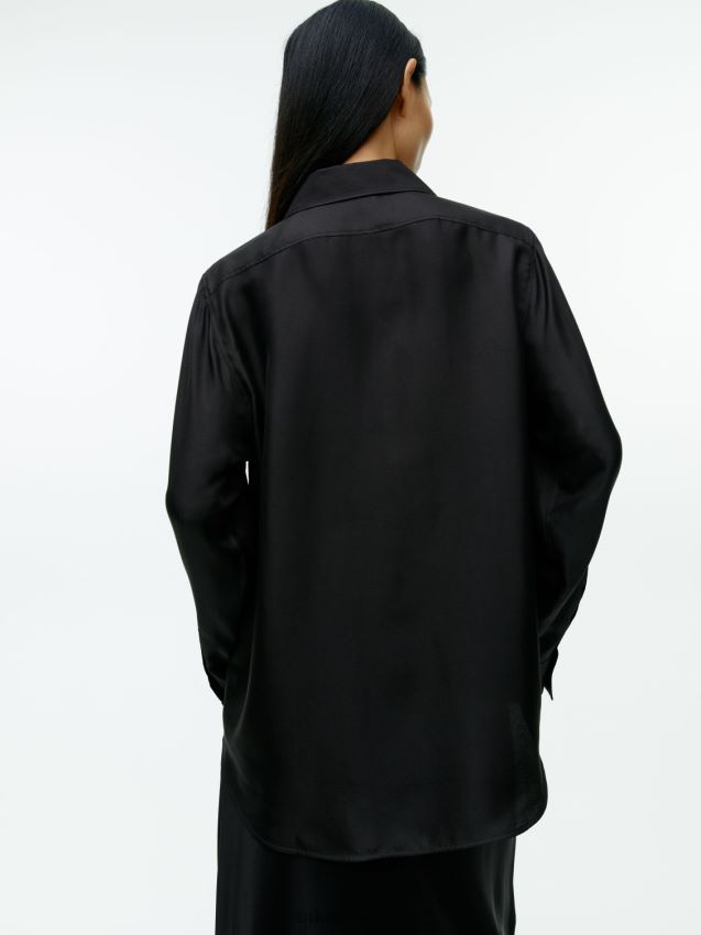 vestiario esso ARKET donne camicia in twill di seta nero 6F0F6L55
