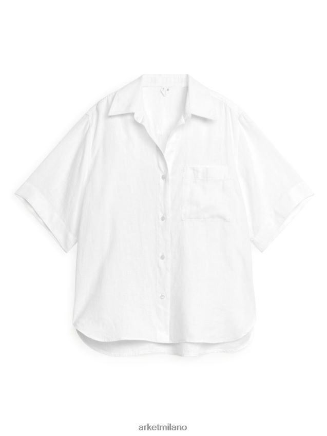 vestiario esso ARKET donne camicia resort in lino bianco 6F0F6L15