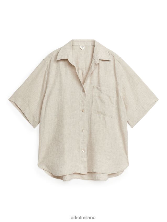 vestiario esso ARKET donne camicia resort in lino non tinto 6F0F6L17