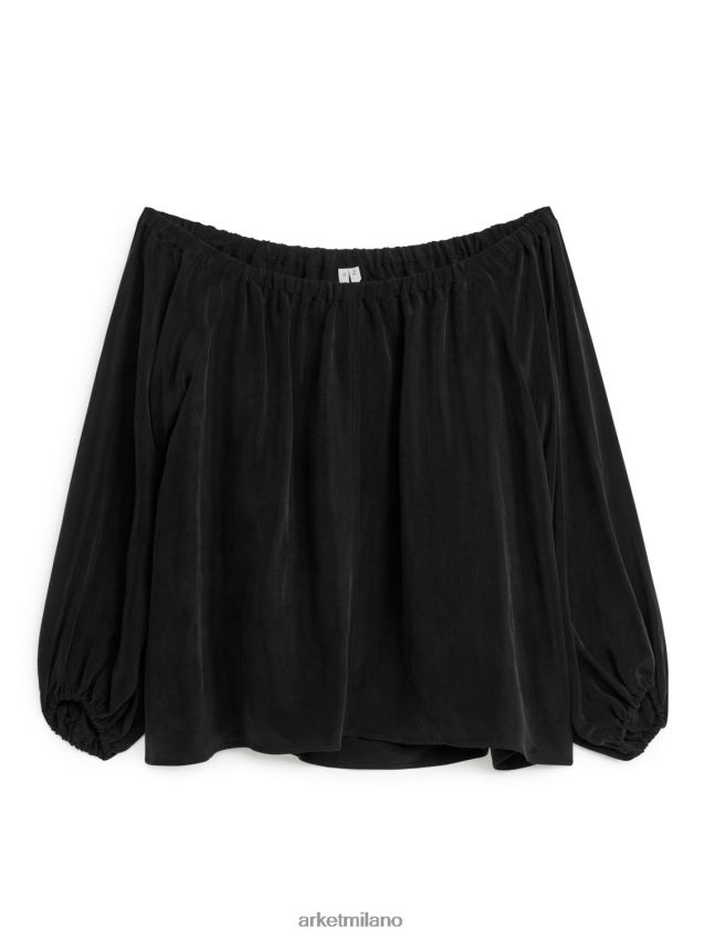 vestiario esso ARKET donne top in cupro con spalle scoperte nero 6F0F6L53