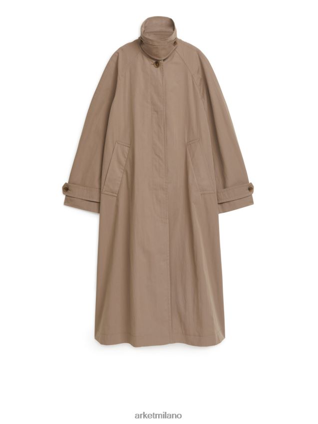 vestiario esso ARKET donne Trench in misto cotone beige scuro 6F0F6L465