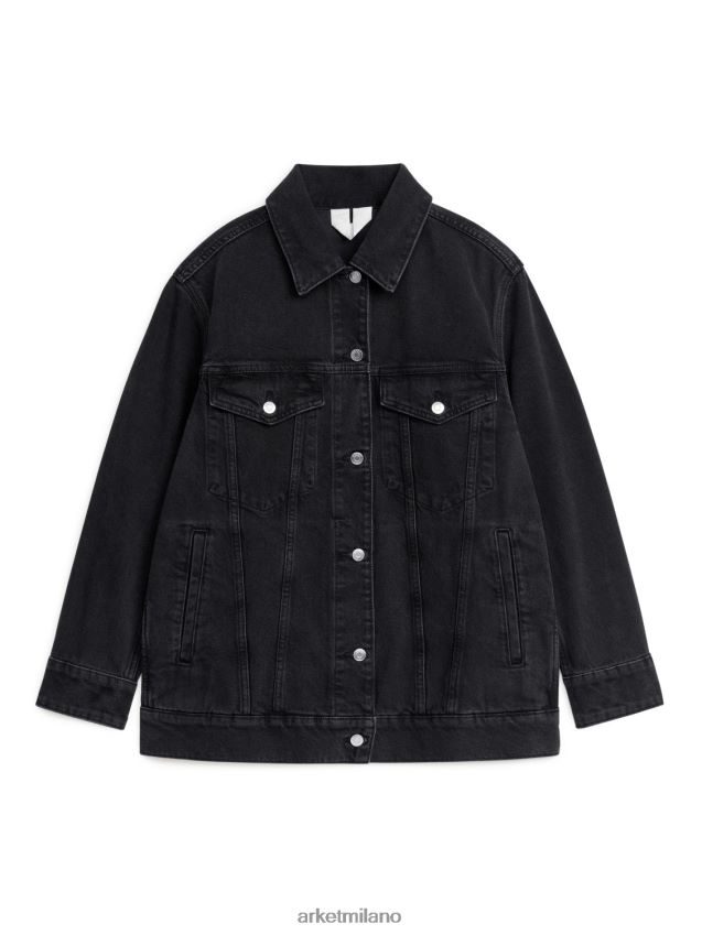 vestiario esso ARKET donne giacca di jeans oversize nero 6F0F6L463
