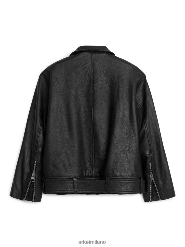 vestiario esso ARKET donne giacca di pelle oversize nero 6F0F6L459