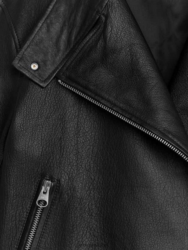 vestiario esso ARKET donne giacca di pelle oversize nero 6F0F6L459