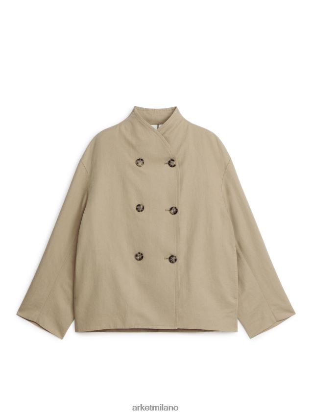 vestiario esso ARKET donne giacca in cotone lino beige 6F0F6L452