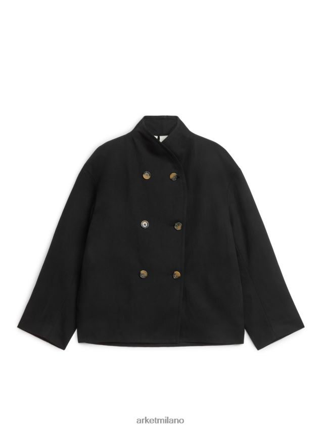 vestiario esso ARKET donne giacca in cotone lino nero 6F0F6L455