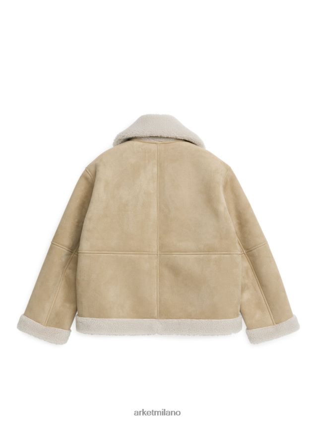 vestiario esso ARKET donne giacca in fustagno di pelliccia sintetica beige 6F0F6L472