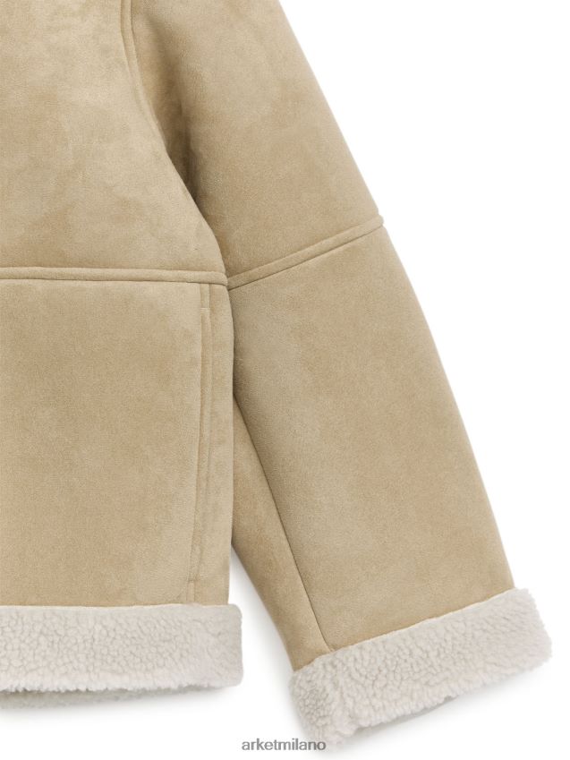 vestiario esso ARKET donne giacca in fustagno di pelliccia sintetica beige 6F0F6L472