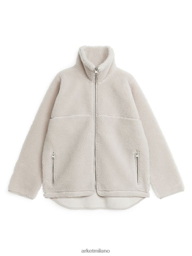 vestiario esso ARKET donne giacca in pile a collo alto bianco 6F0F6L482