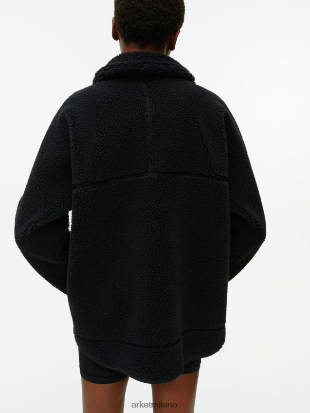 vestiario esso ARKET donne giacca in pile a collo alto nero 6F0F6L483