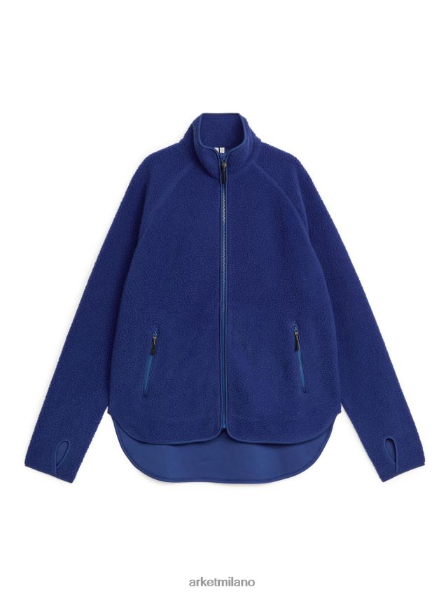vestiario esso ARKET donne giacca in pile con cerniera blu 6F0F6L470