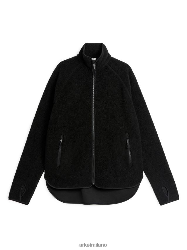 vestiario esso ARKET donne giacca in pile con cerniera nero 6F0F6L484