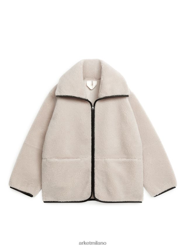 vestiario esso ARKET donne giacca in pile con dettagli in pelle beige chiaro/nero 6F0F6L477