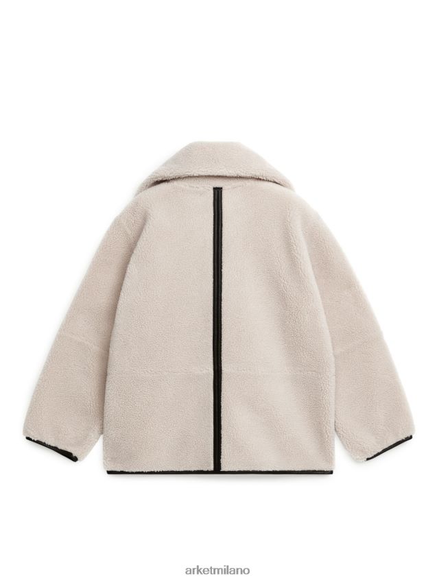 vestiario esso ARKET donne giacca in pile con dettagli in pelle beige chiaro/nero 6F0F6L477