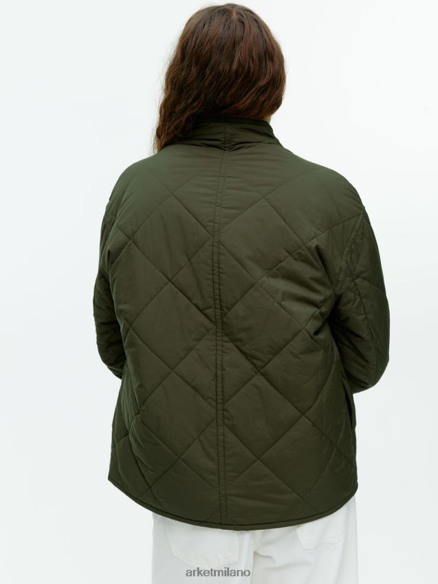 vestiario esso ARKET donne giacca trapuntata con collo a scialle verde kaki scuro 6F0F6L450