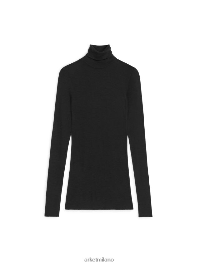 vestiario esso ARKET donne Dolcevita in lana merino trasparente nero 6F0F6L393