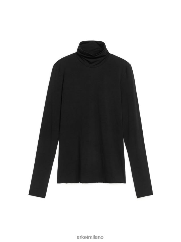 vestiario esso ARKET donne Dolcevita in misto lyocell nero 6F0F6L378