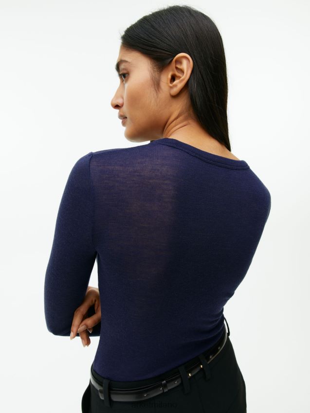 vestiario esso ARKET donne Maglia in lana merino a maniche lunghe blu scuro 6F0F6L346