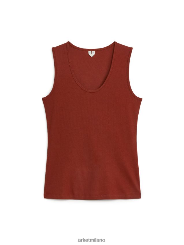 vestiario esso ARKET donne canotta a costine Marrone rossastro 6F0F6L302