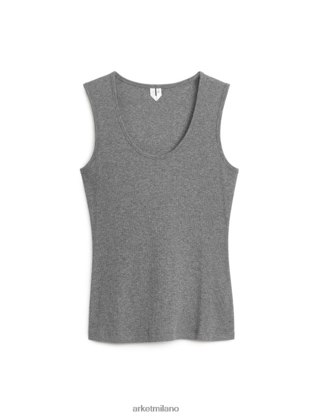 vestiario esso ARKET donne canotta a costine grigio melange 6F0F6L287