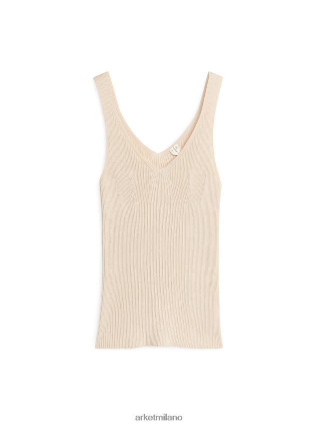 vestiario esso ARKET donne canotta in maglia a costine beige 6F0F6L374
