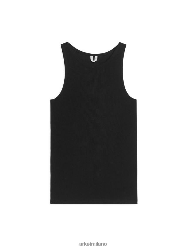vestiario esso ARKET donne canotta in seta nero 6F0F6L359