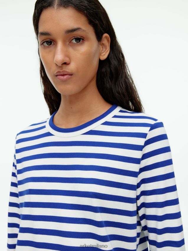 vestiario esso ARKET donne maglietta a maniche lunghe blu bianco 6F0F6L377