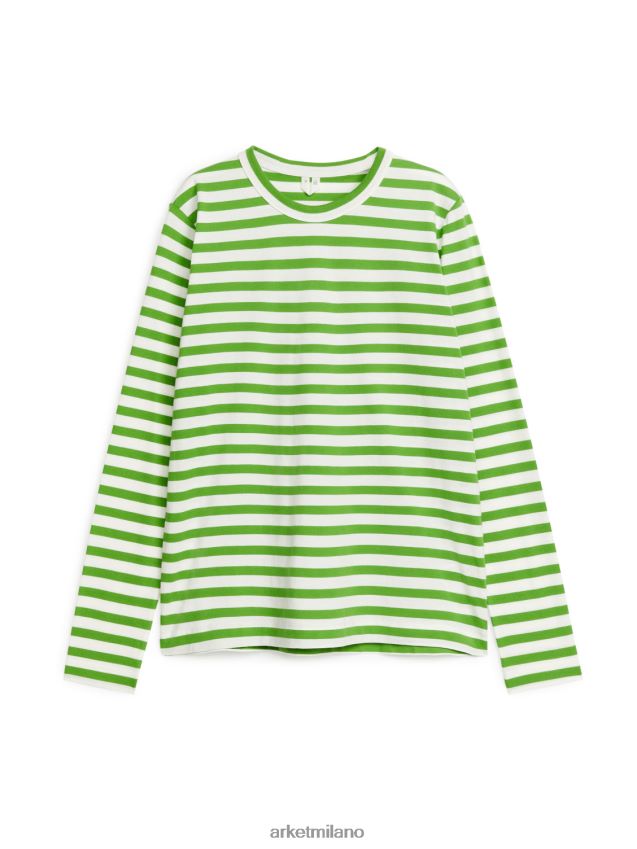 vestiario esso ARKET donne maglietta a maniche lunghe verde/bianco 6F0F6L343
