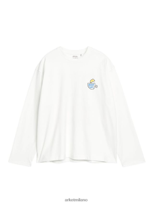 vestiario esso ARKET donne maglietta café a maniche lunghe bianco 6F0F6L1038