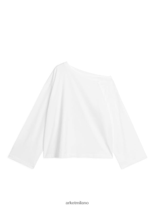 vestiario esso ARKET donne maglietta con collo asimmetrico bianco 6F0F6L333