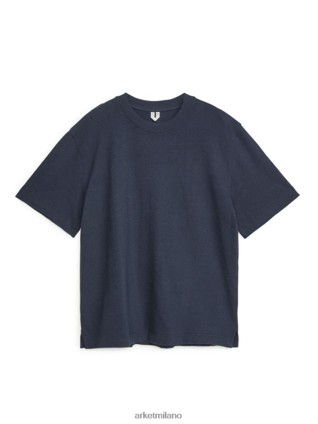 vestiario esso ARKET donne maglietta in jersey bouclé blu scuro 6F0F6L1012