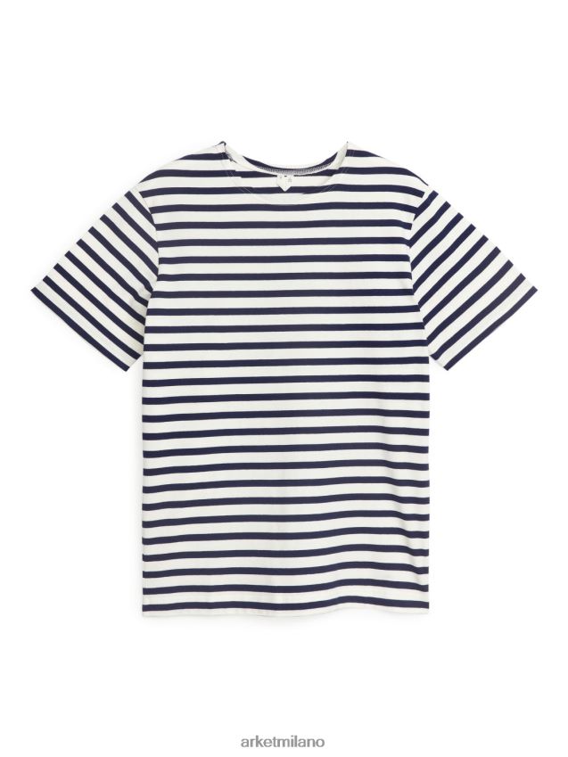 vestiario esso ARKET donne maglietta pesante blu scuro/bianco 6F0F6L1001