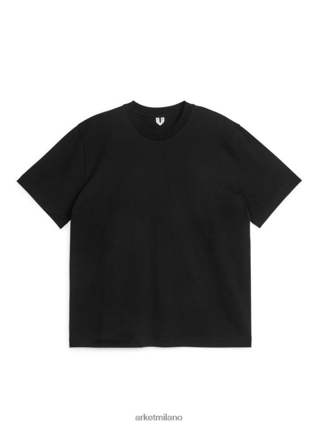 vestiario esso ARKET donne maglietta pesante oversize nero 6F0F6L1004
