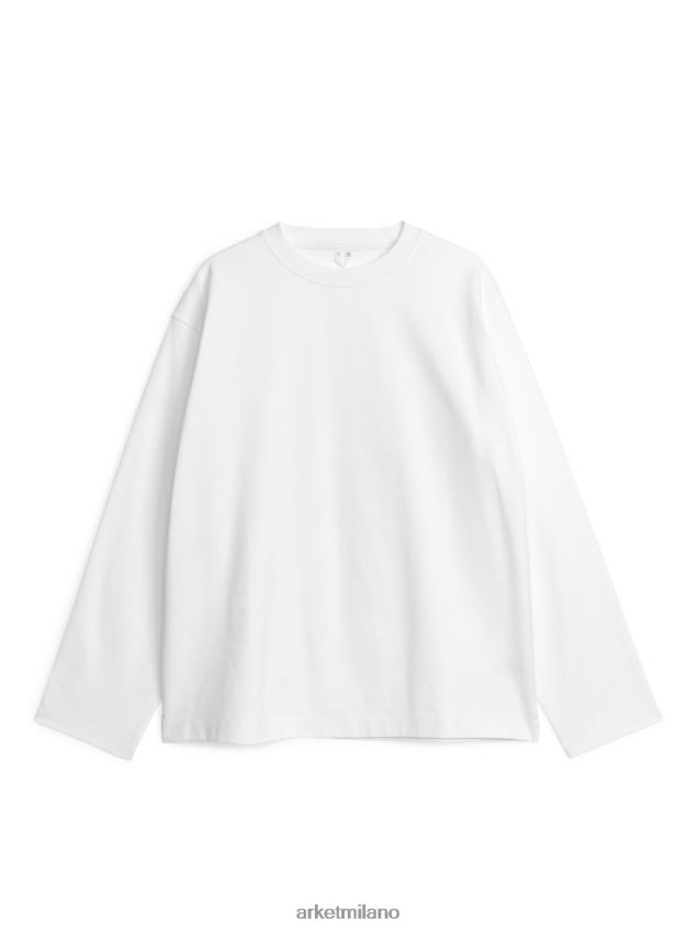 vestiario esso ARKET donne maglietta rilassata a maniche lunghe bianco 6F0F6L1035